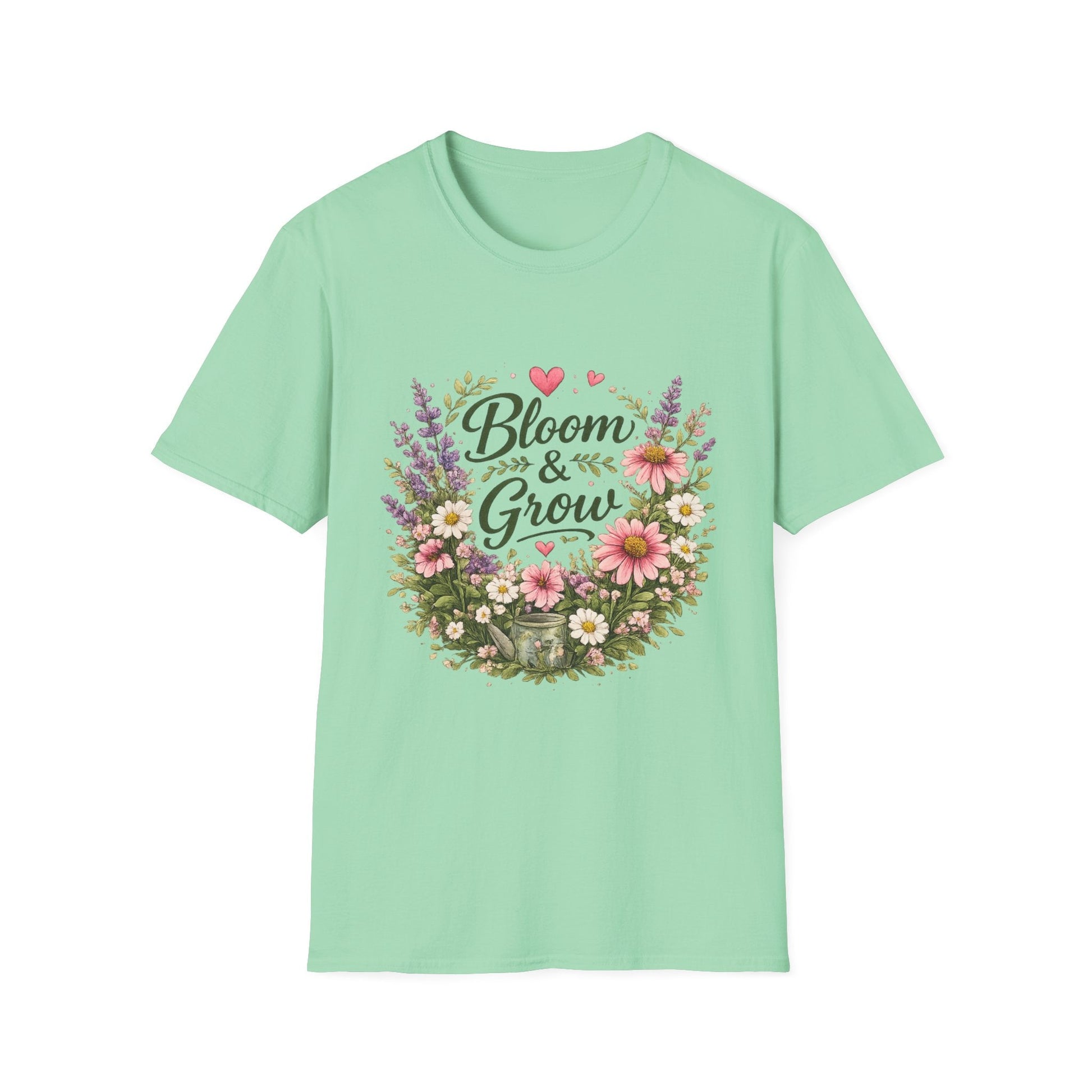Bloom & Grow Floral Garden T-Shirt — Gardener Allotment Tee - SJM Print Store