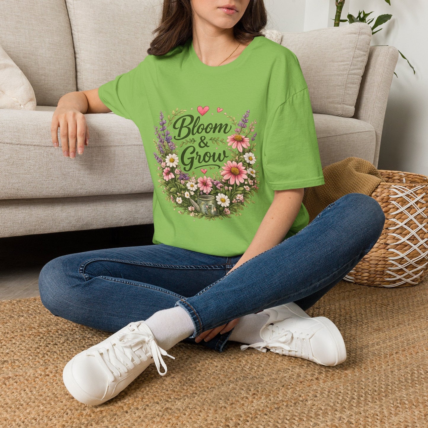Bloom & Grow Floral Garden T-Shirt — Gardener Allotment Tee - SJM Print Store