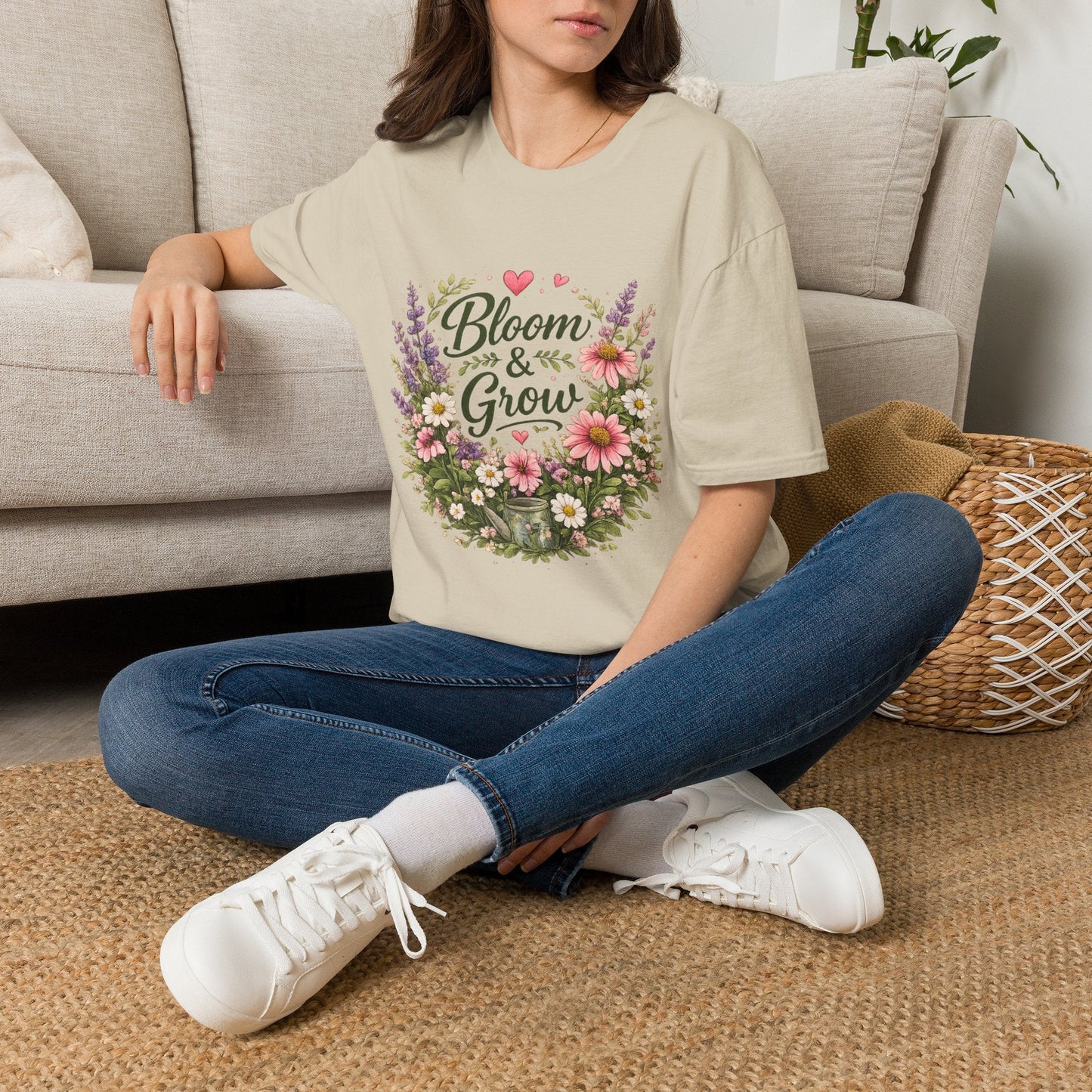 Bloom & Grow Floral Garden T-Shirt — Gardener Allotment Tee - SJM Print Store