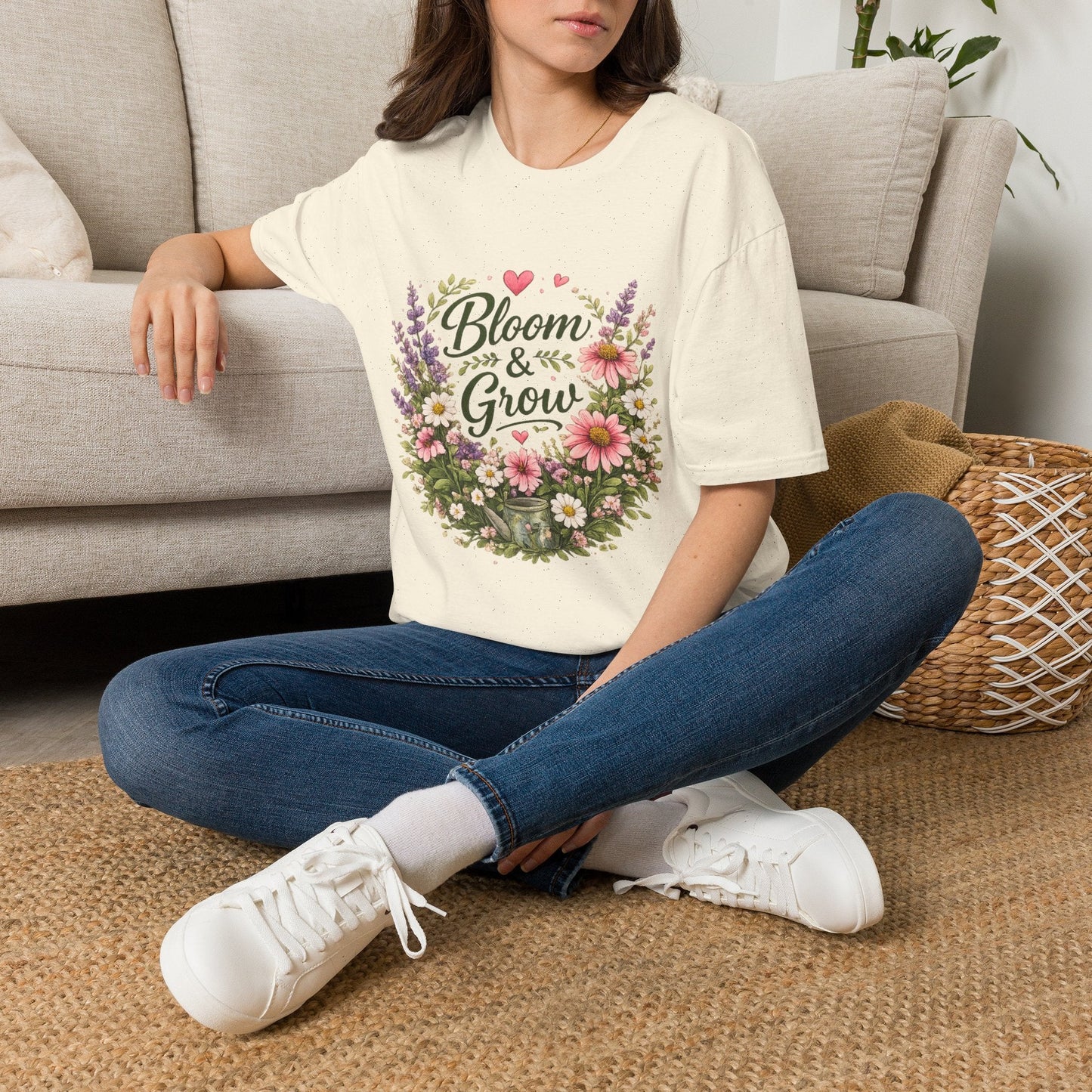 Bloom & Grow Floral Garden T-Shirt — Gardener Allotment Tee - SJM Print Store