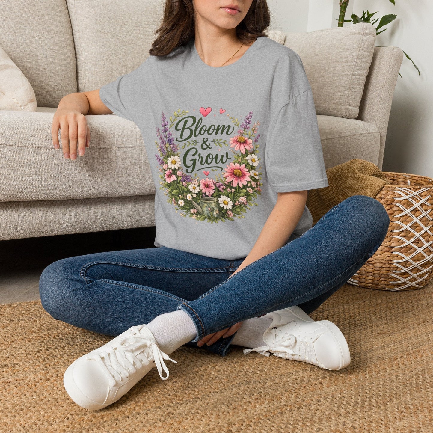 Bloom & Grow Floral Garden T-Shirt — Gardener Allotment Tee - SJM Print Store