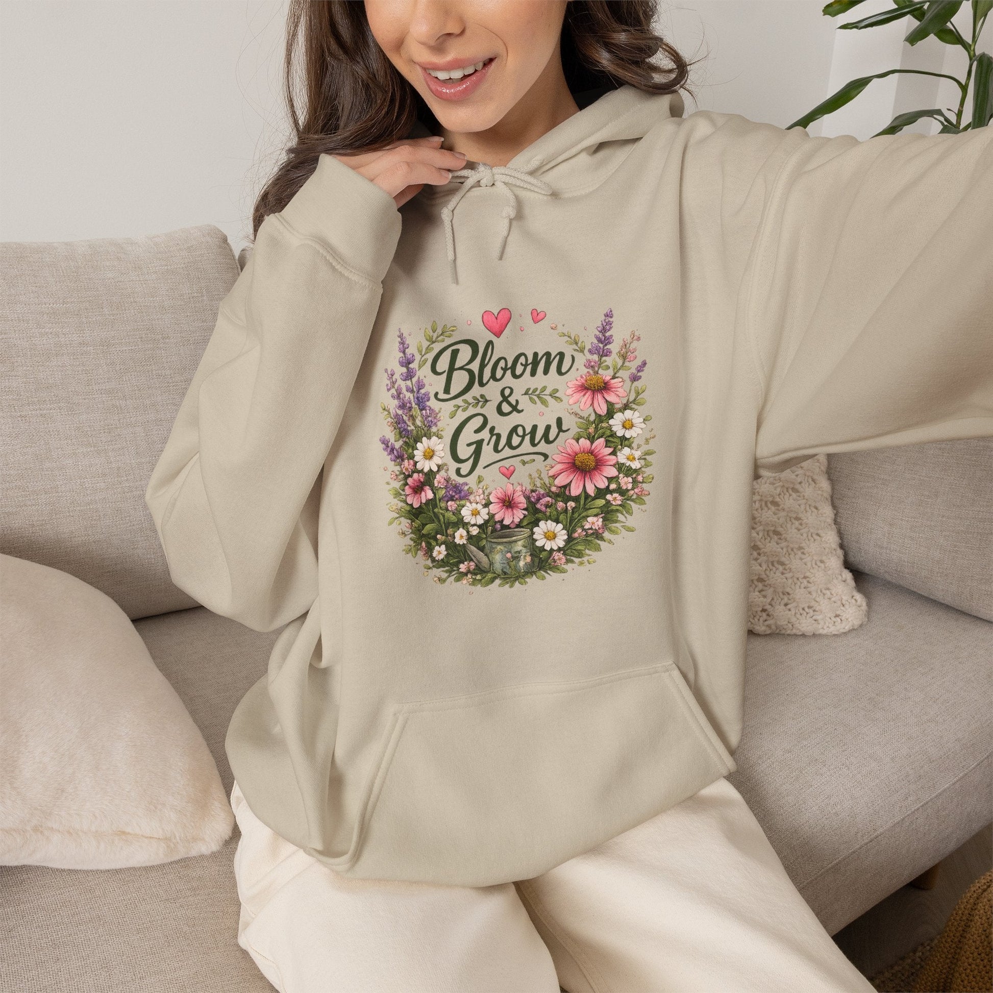 Bloom & Grow Gardeners Hoodie — Floral Emblem Gardening Sweatshirt - SJM Print Store