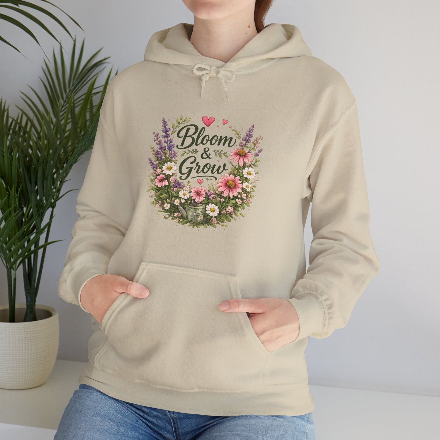 Bloom & Grow Gardeners Hoodie — Floral Emblem Gardening Sweatshirt - SJM Print Store