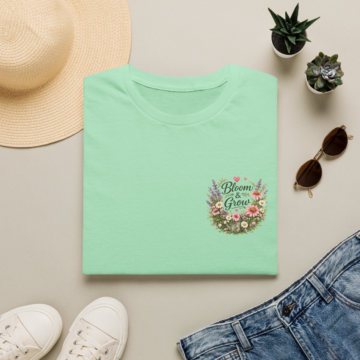 Bloom & Grow Left-Chest T-Shirt - SJM Print Store