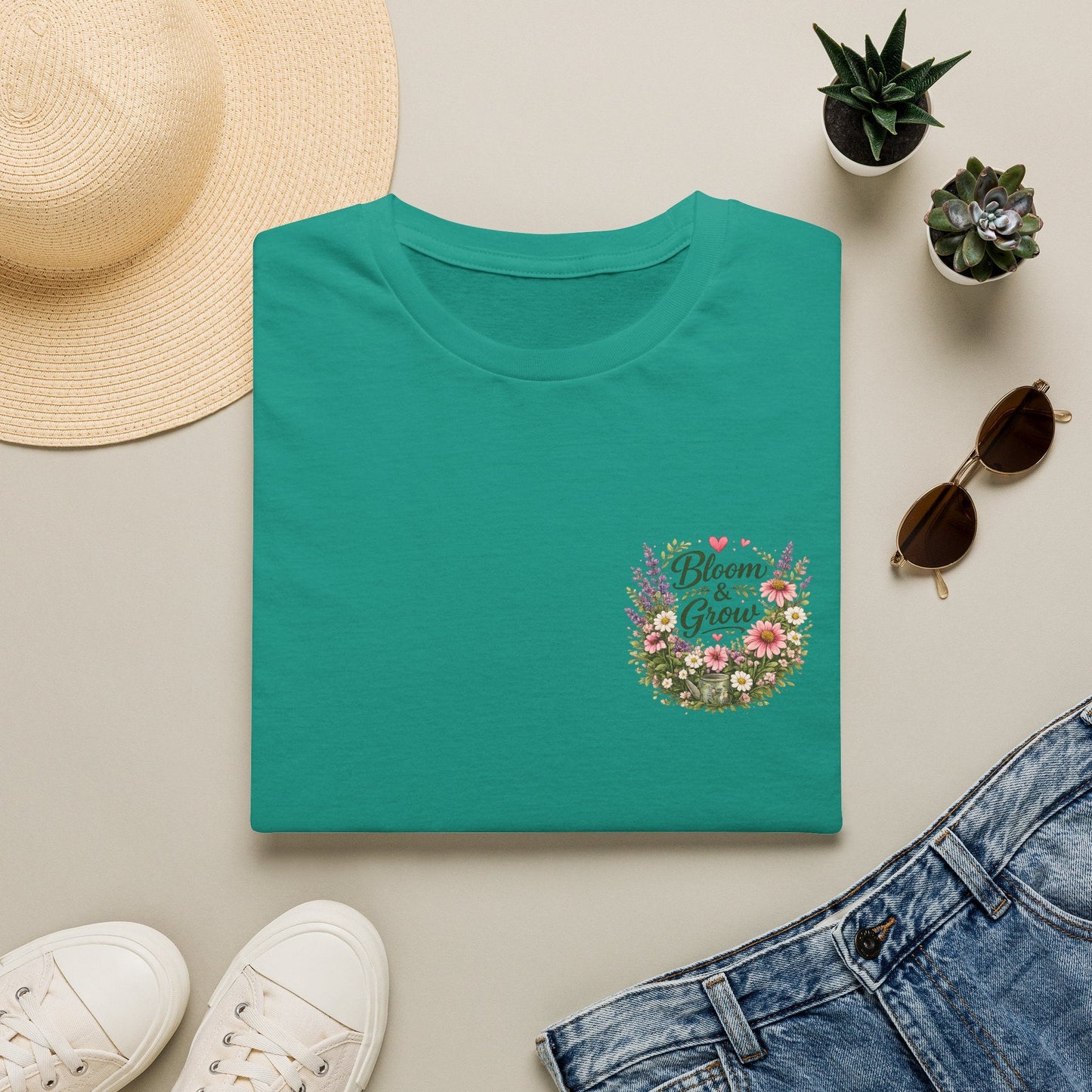 Bloom & Grow Left-Chest T-Shirt - SJM Print Store