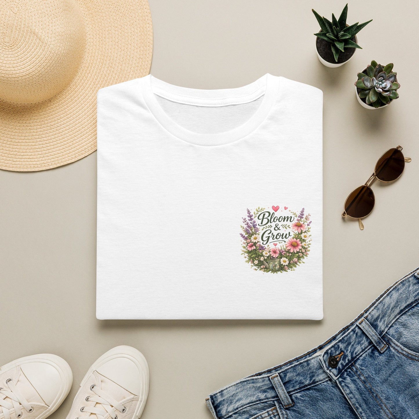 Bloom & Grow Left-Chest T-Shirt - SJM Print Store