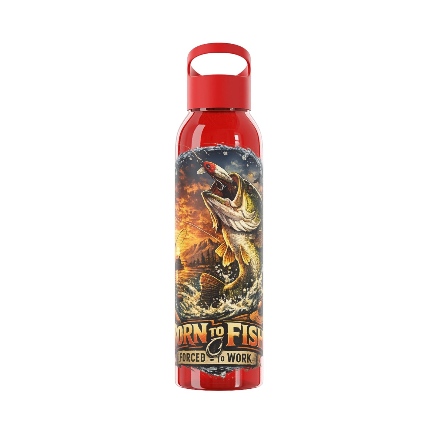 Born to Fish Forced to Work Water Bottle - SJM Print Store