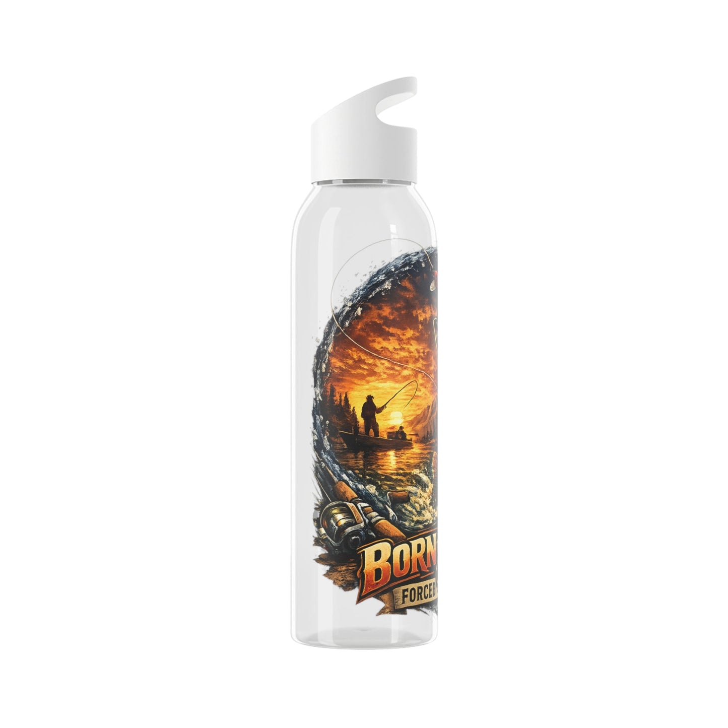 Born to Fish Forced to Work Water Bottle - SJM Print Store