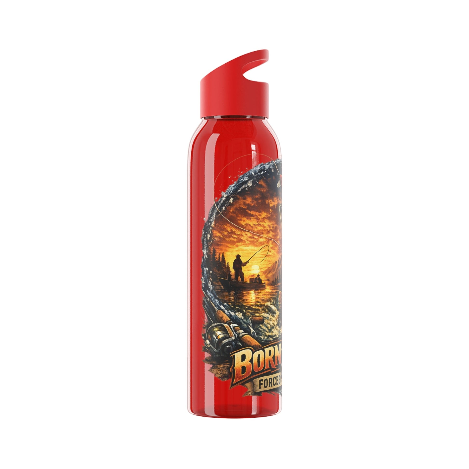 Born to Fish Forced to Work Water Bottle - SJM Print Store