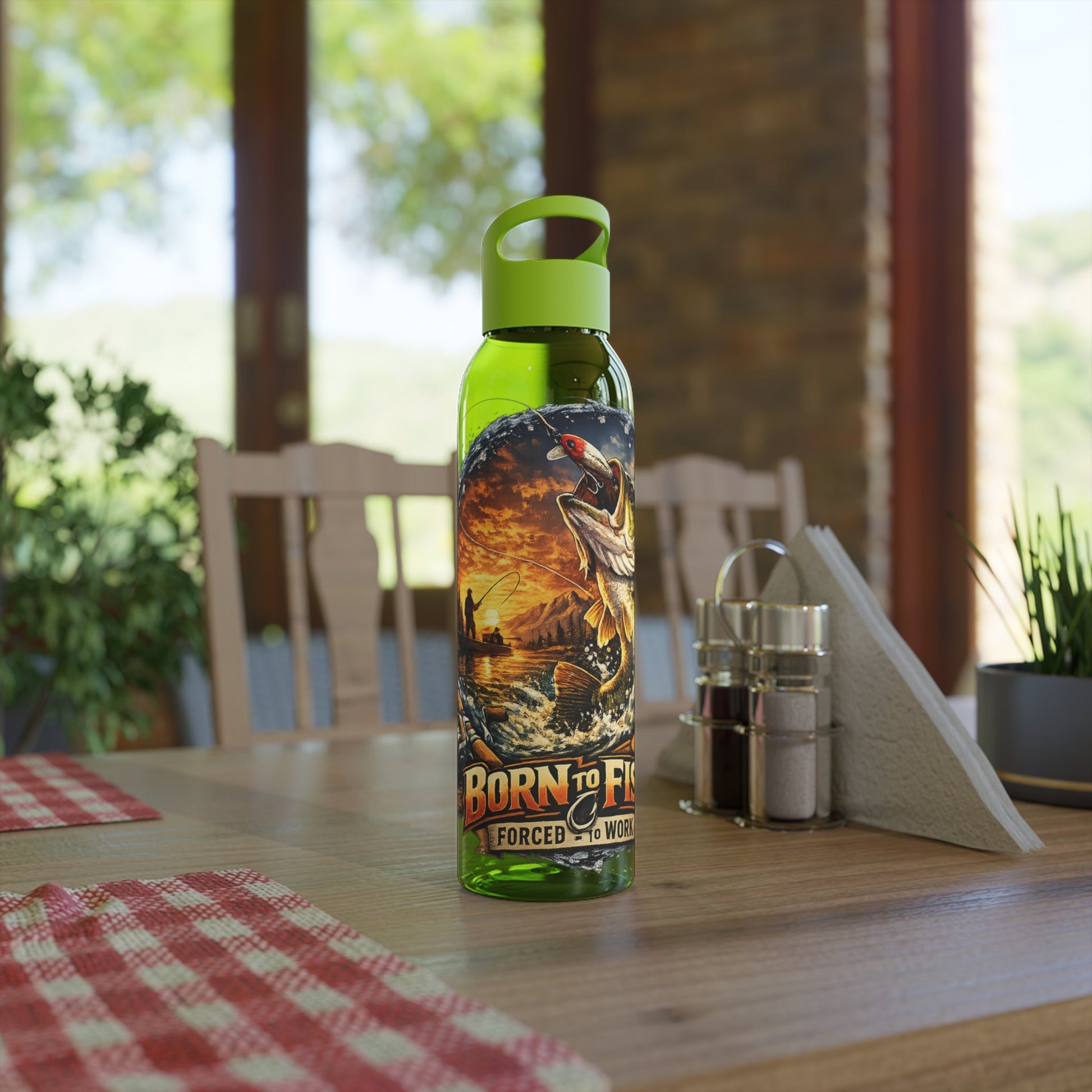 Born to Fish Forced to Work Water Bottle - SJM Print Store