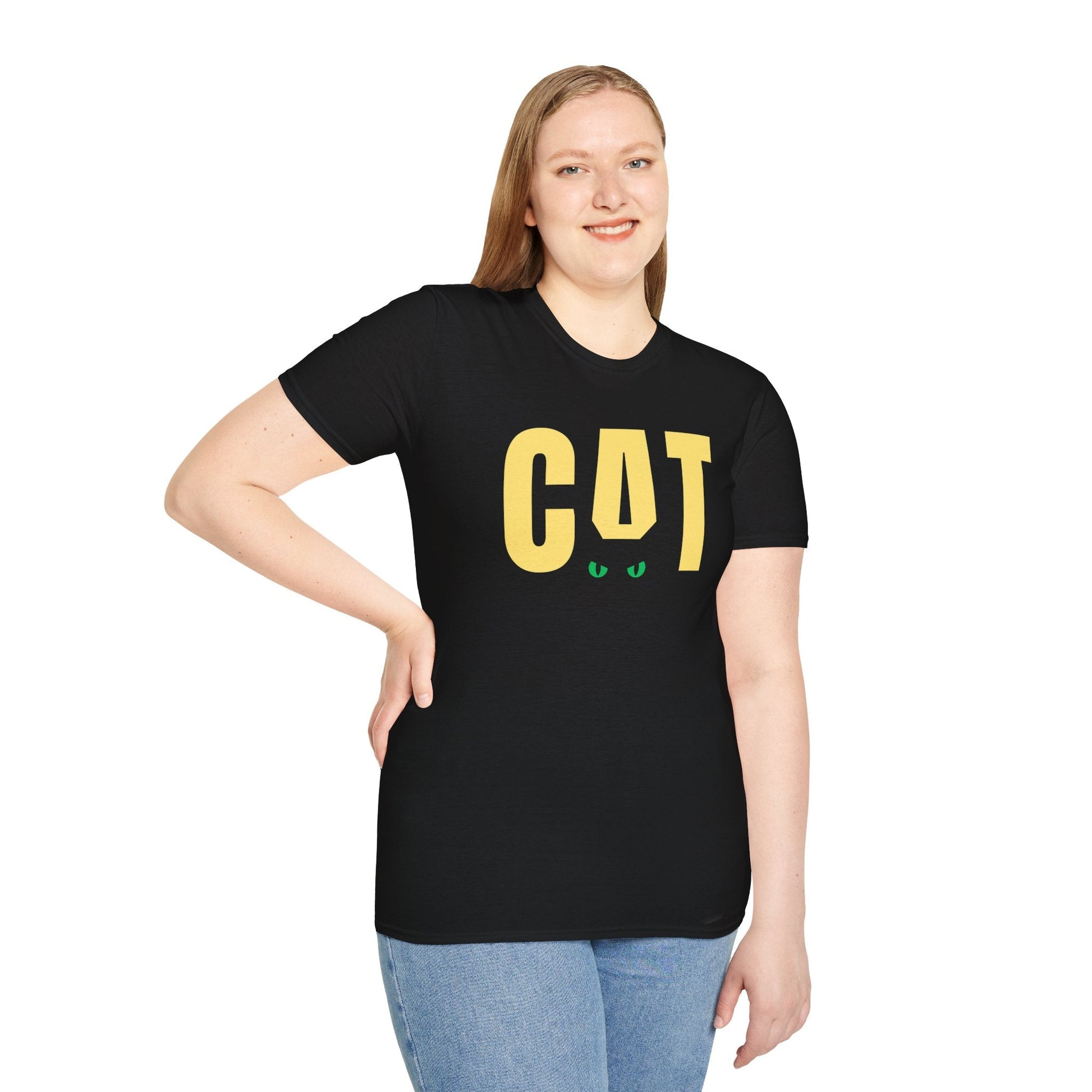 CAT Black Cat T-Shirt | Funny Cat Lover Unisex Tee | Minimalist Black Cat Graphic Shirt - SJM Print Store
