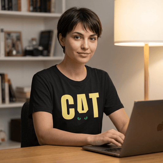 CAT Black Cat T-Shirt | Funny Cat Lover Unisex Tee | Minimalist Black Cat Graphic Shirt - SJM Print Store