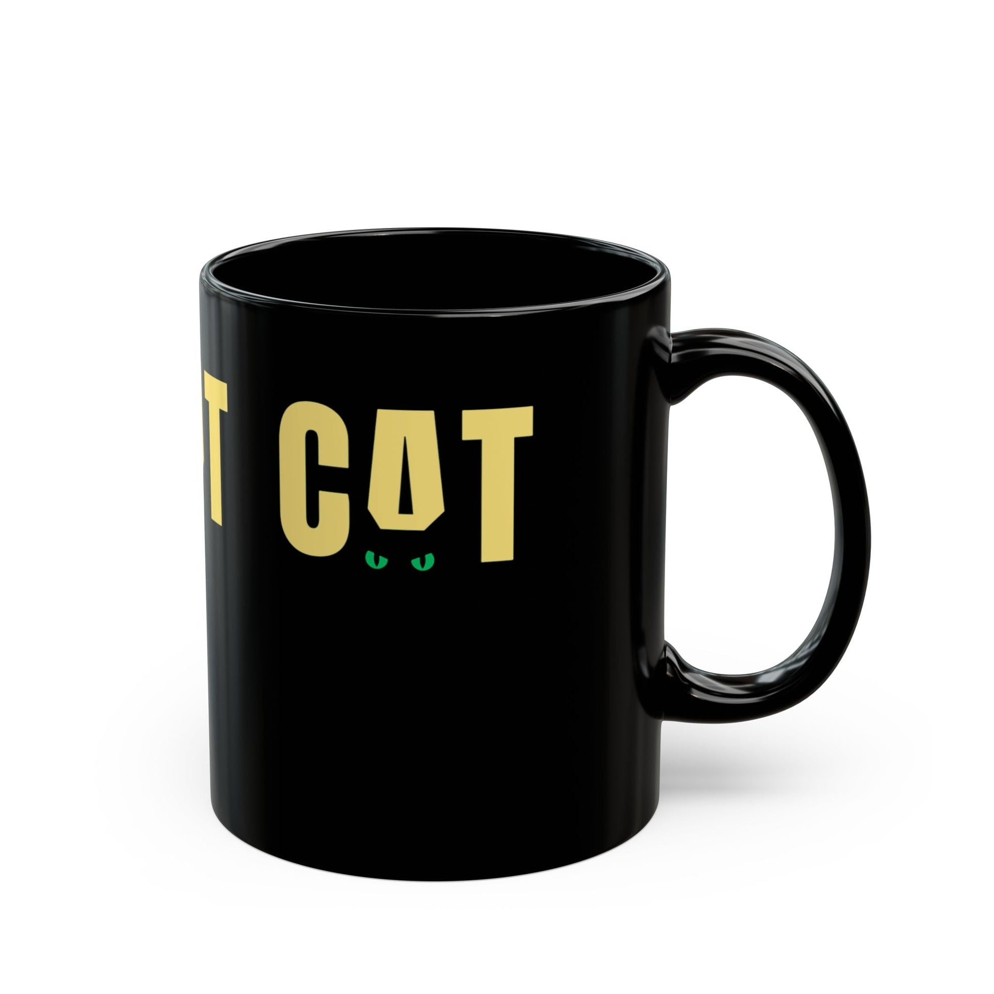 CAT Black Coffee Mug | Funny Cat Lover Ceramic Mug | Minimalist Black Cat Mug | Everyday Coffee Cup - SJM Print Store