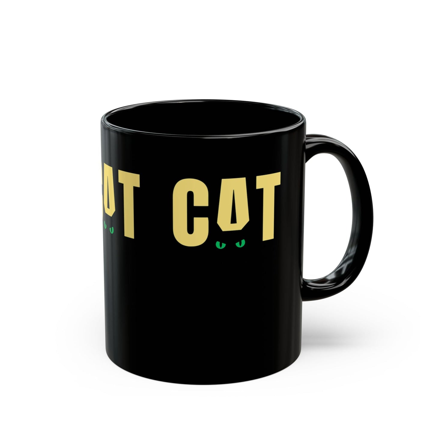 CAT Black Coffee Mug | Funny Cat Lover Ceramic Mug | Minimalist Black Cat Mug | Everyday Coffee Cup - SJM Print Store