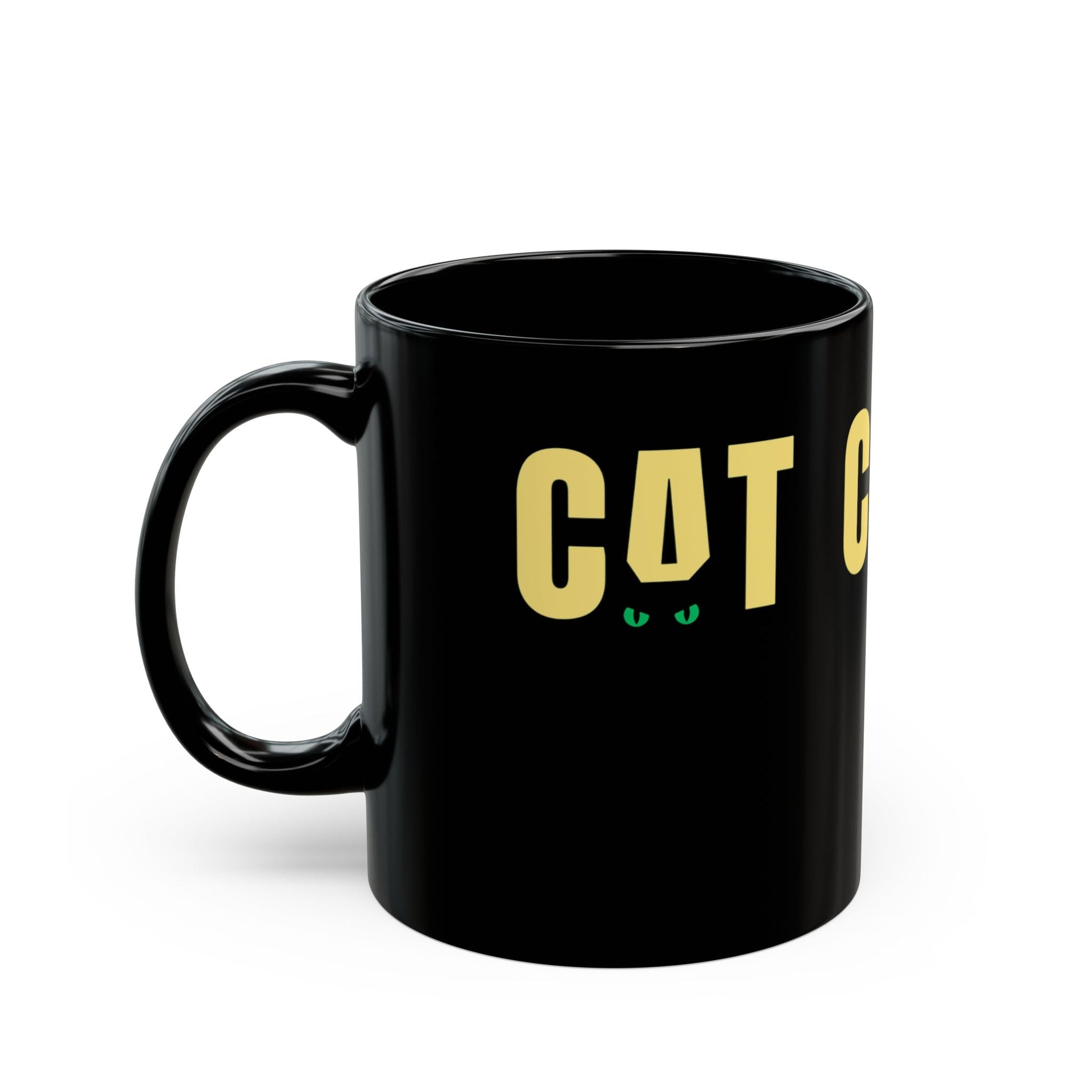 CAT Black Coffee Mug | Funny Cat Lover Ceramic Mug | Minimalist Black Cat Mug | Everyday Coffee Cup - SJM Print Store