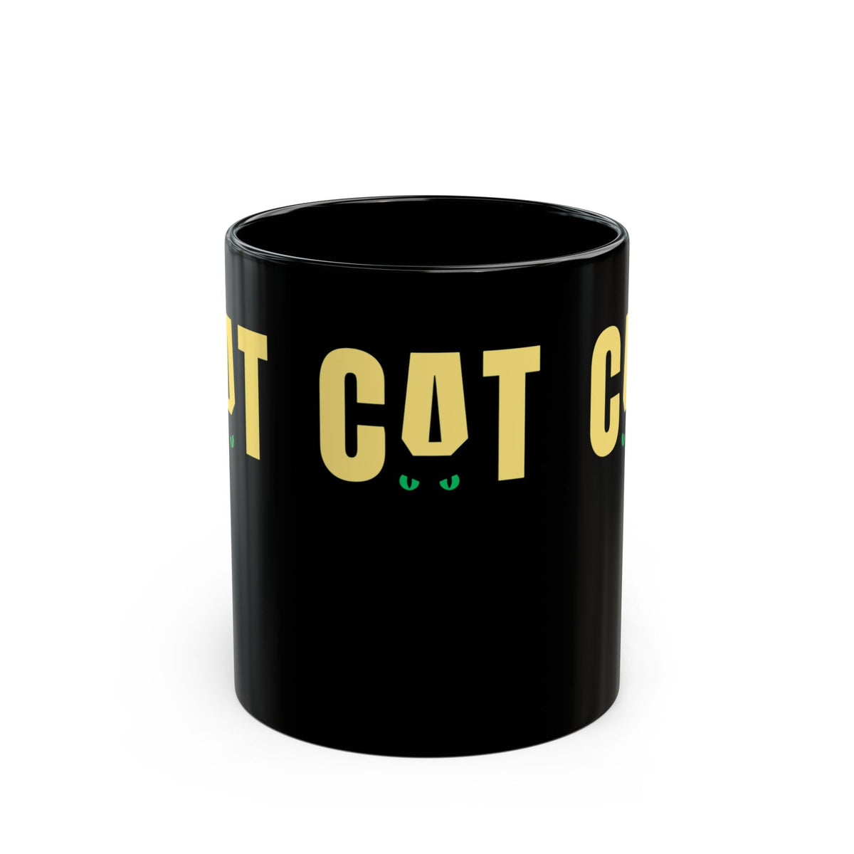 CAT Black Coffee Mug | Funny Cat Lover Ceramic Mug | Minimalist Black Cat Mug | Everyday Coffee Cup - SJM Print Store
