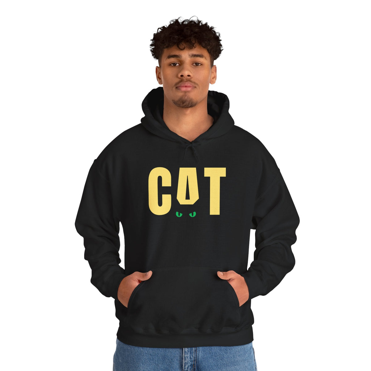 CAT Hoodie | Funny Black Cat Hoodie | Minimalist Cat Lover Pullover | Unisex Sweatshirt - SJM Print Store