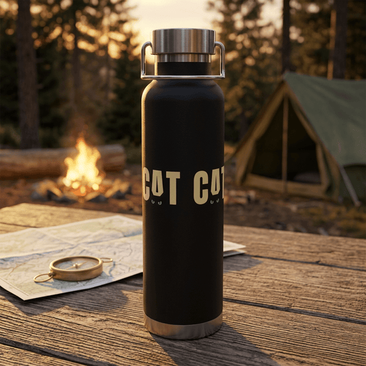 CAT Insulated Flask | Funny Black Cat Travel Bottle | Stainless Steel Thermal Bottle | Cat Lover Gift - SJM Print Store