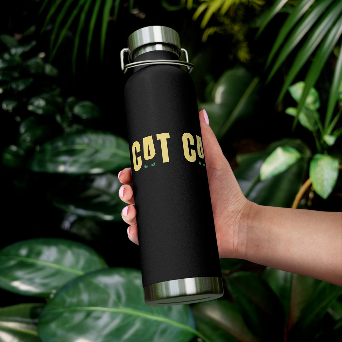 CAT Insulated Flask | Funny Black Cat Travel Bottle | Stainless Steel Thermal Bottle | Cat Lover Gift - SJM Print Store