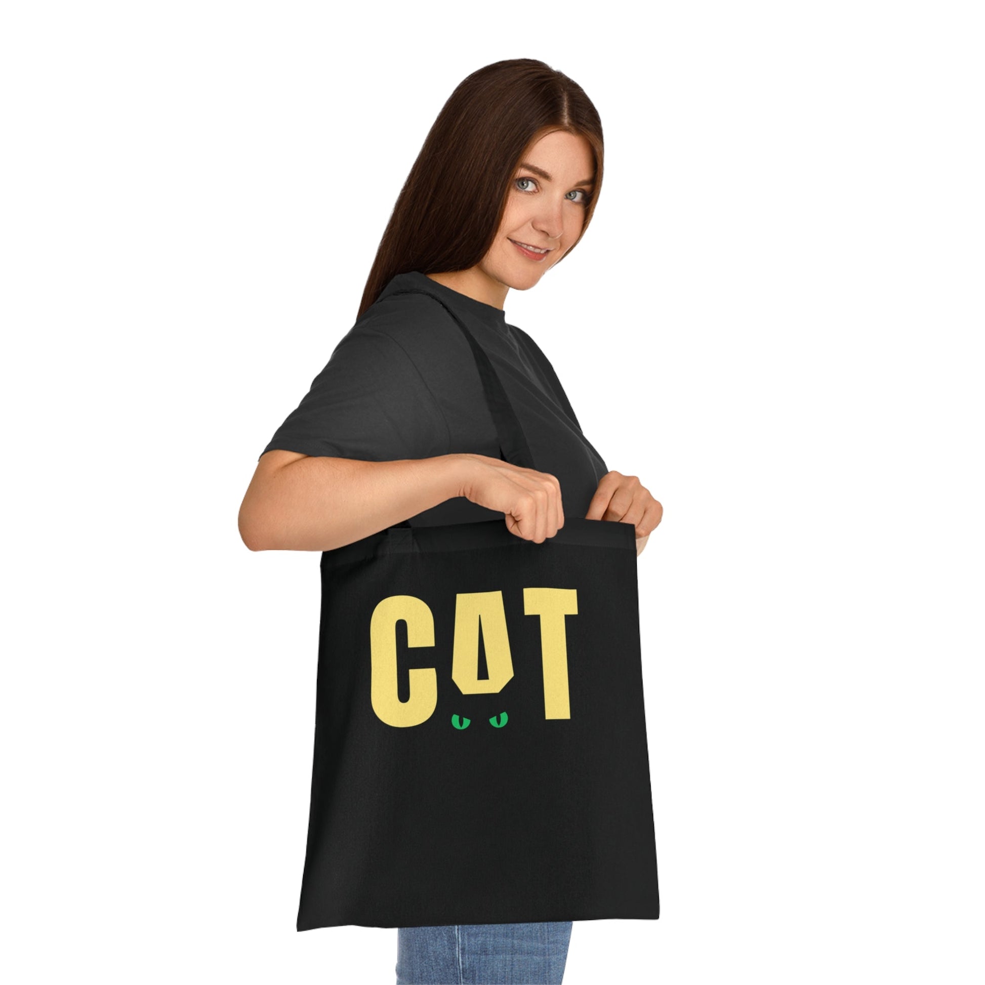CAT Tote Bag | Funny Black Cat Canvas Shopping Bag | Reusable Cat Lover Tote | Everyday Carry Bag - SJM Print Store
