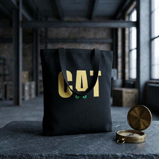 CAT Tote Bag | Funny Black Cat Canvas Shopping Bag | Reusable Cat Lover Tote | Everyday Carry Bag - SJM Print Store