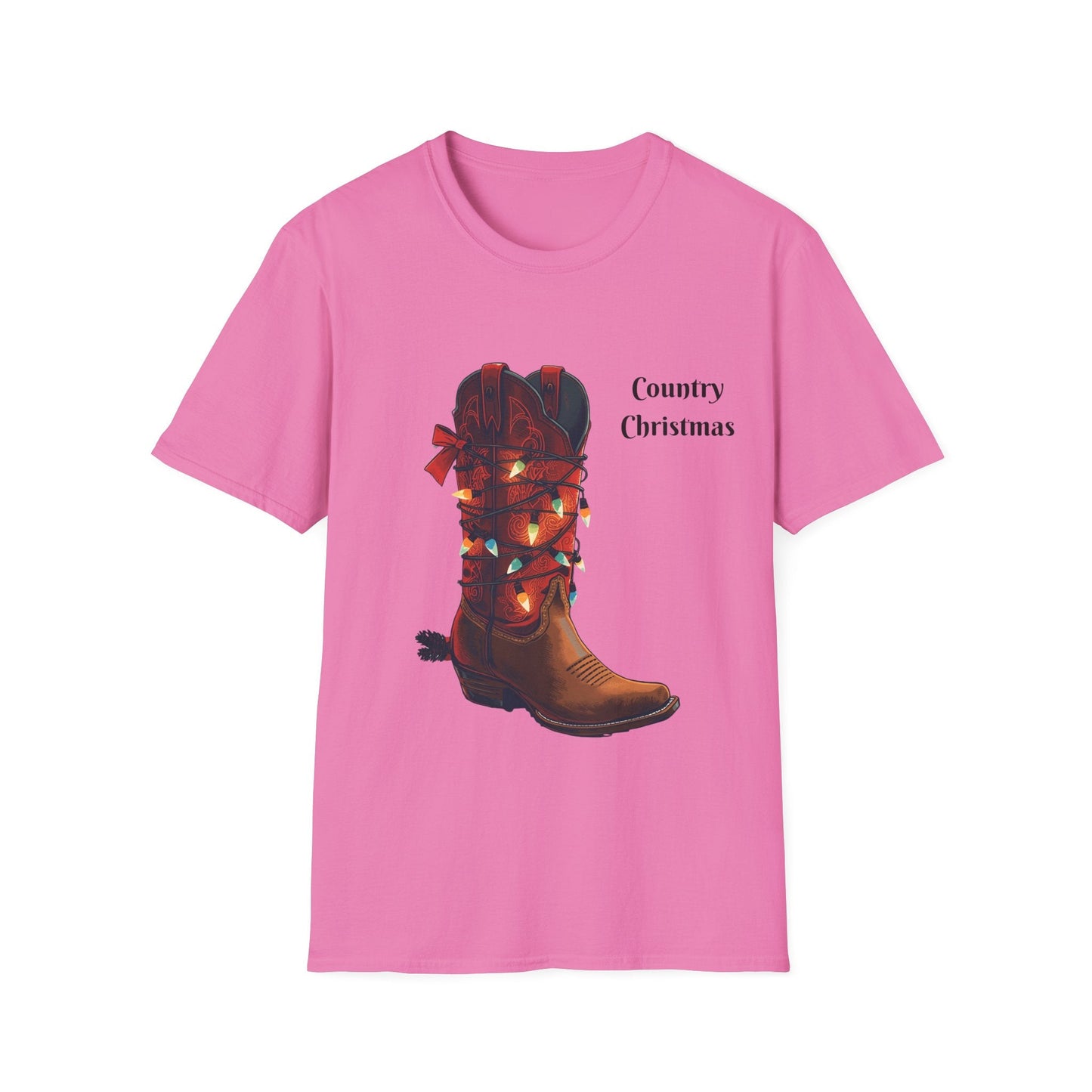 Christmas Cowboy Boot T-Shirt â€” Unique Western Holiday Tee - SJM Print Store
