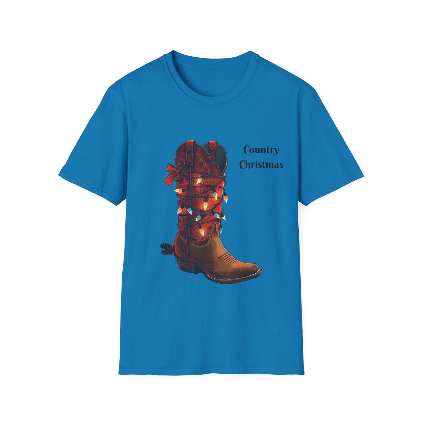 Christmas Cowboy Boot T-Shirt â€” Unique Western Holiday Tee - SJM Print Store
