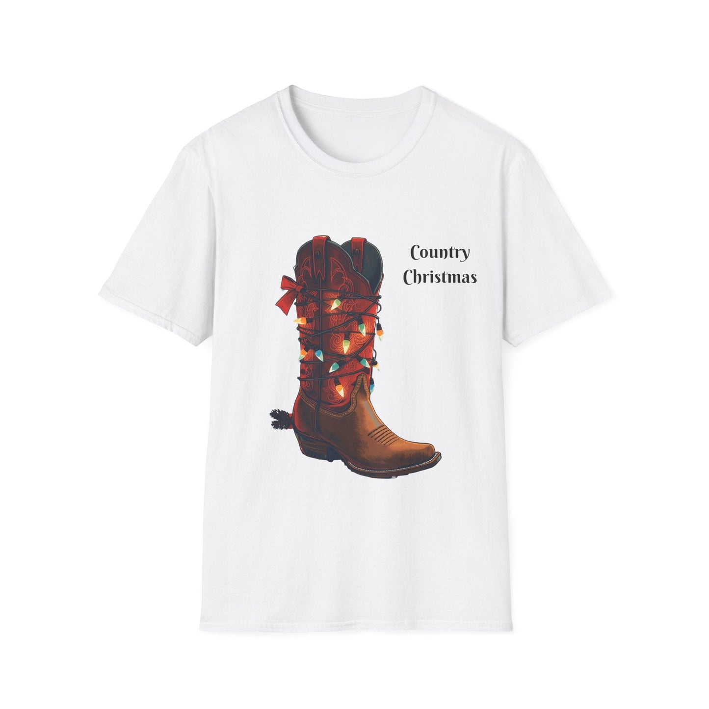 Christmas Cowboy Boot T-Shirt â€” Unique Western Holiday Tee - SJM Print Store