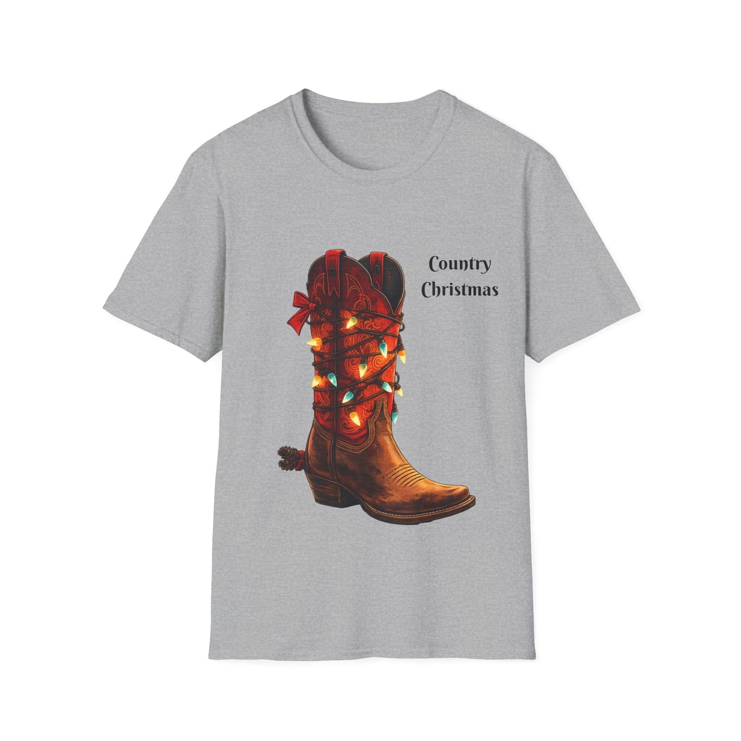 Christmas Cowboy Boot T-Shirt Unique Western Holiday Tee - SJM Print Store