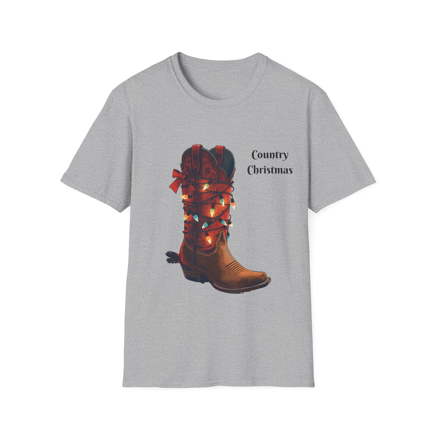 Christmas Cowboy Boot T-Shirt â€” Unique Western Holiday Tee - SJM Print Store