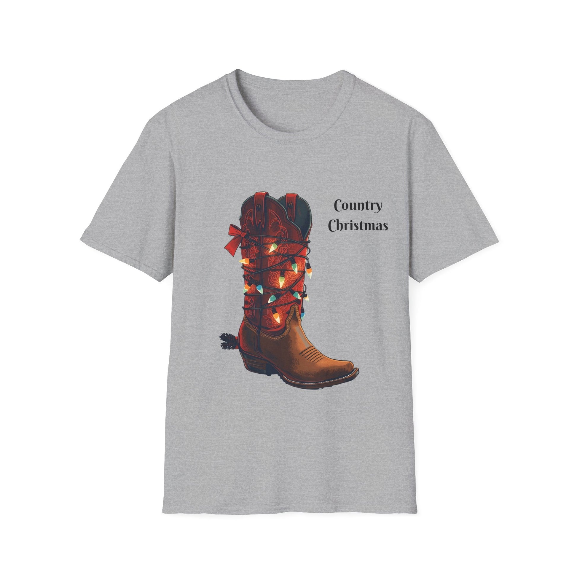 Christmas Cowboy Boot T-Shirt â€” Unique Western Holiday Tee - SJM Print Store