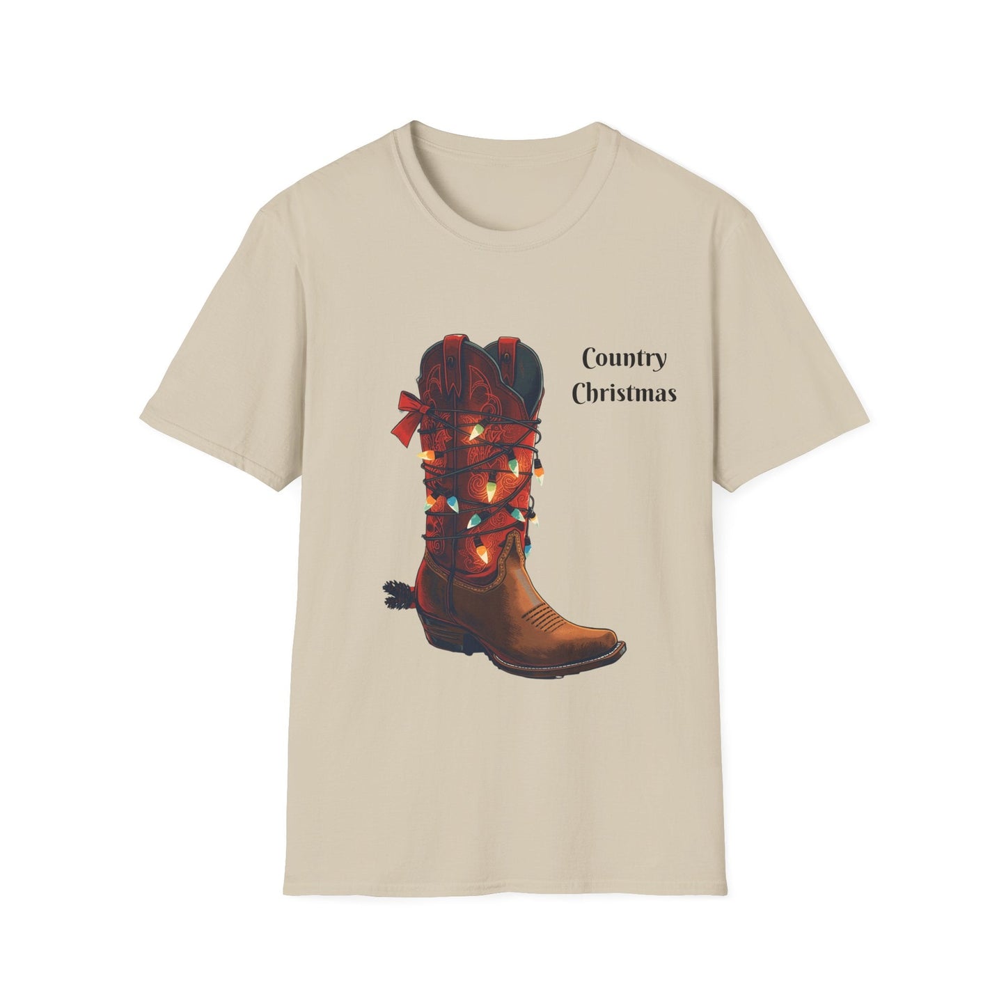 Christmas Cowboy Boot T-Shirt â€” Unique Western Holiday Tee - SJM Print Store