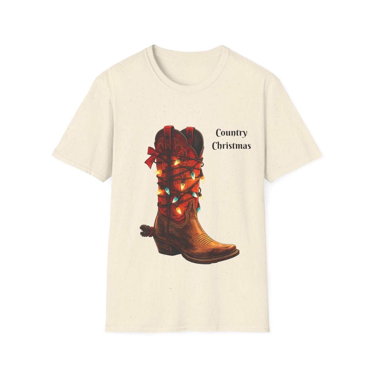 Christmas Cowboy Boot T-Shirt Unique Western Holiday Tee - SJM Print Store