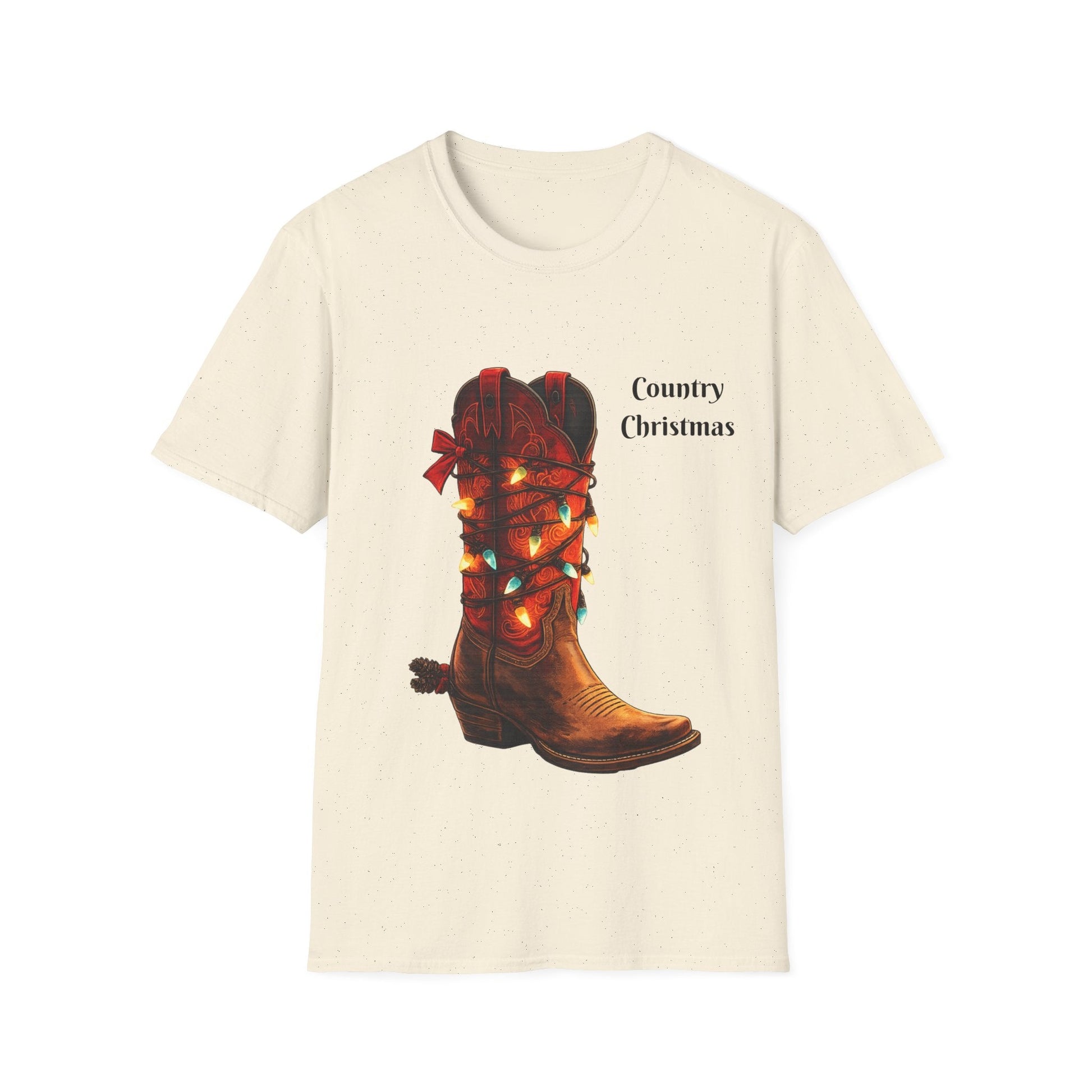 Christmas Cowboy Boot T-Shirt Unique Western Holiday Tee - SJM Print Store