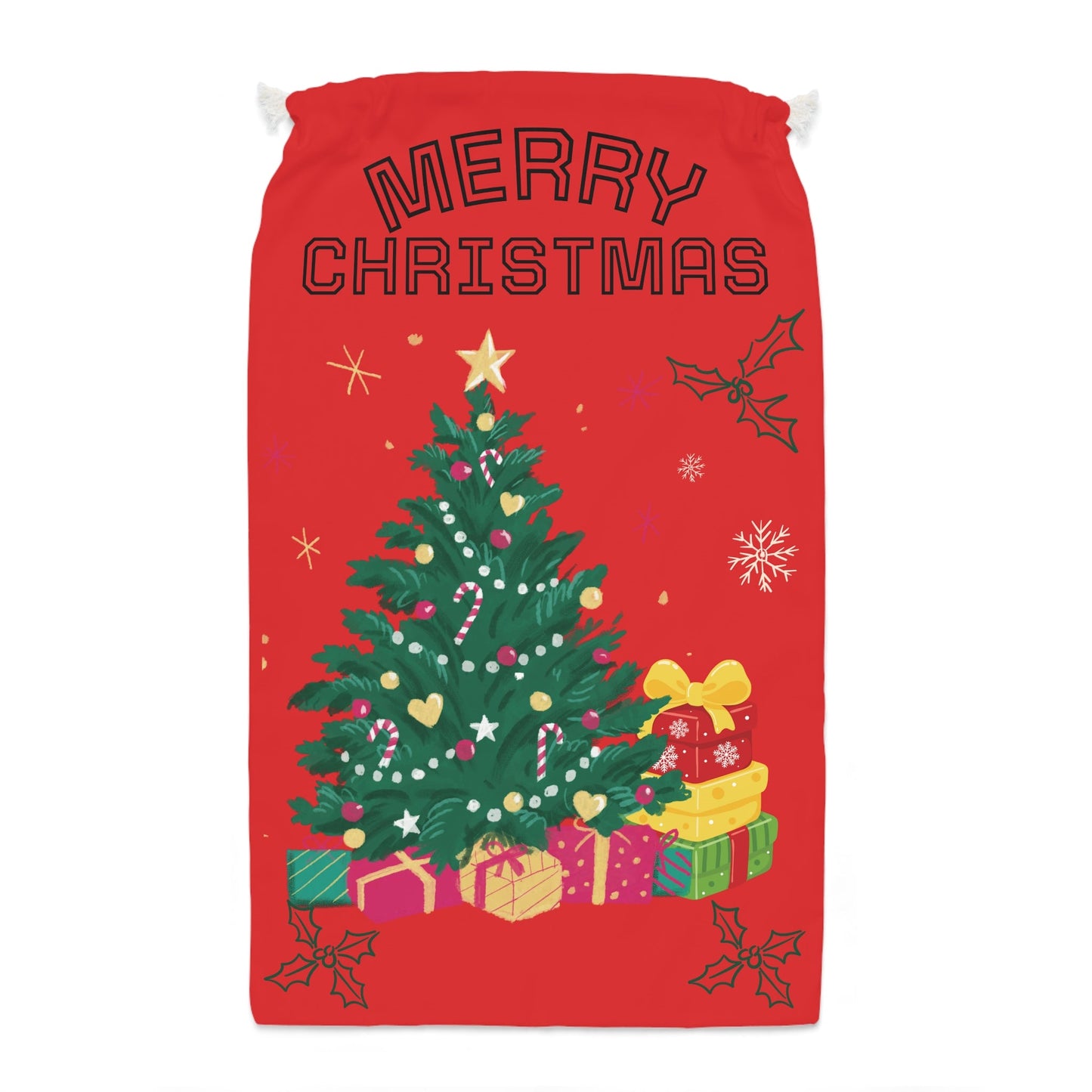 Christmas Gift Sack, Holiday Gift Bag, Merry Christmas Decor, Santa Sack, Christmas Storage, Festive Bag - SJM Print Store