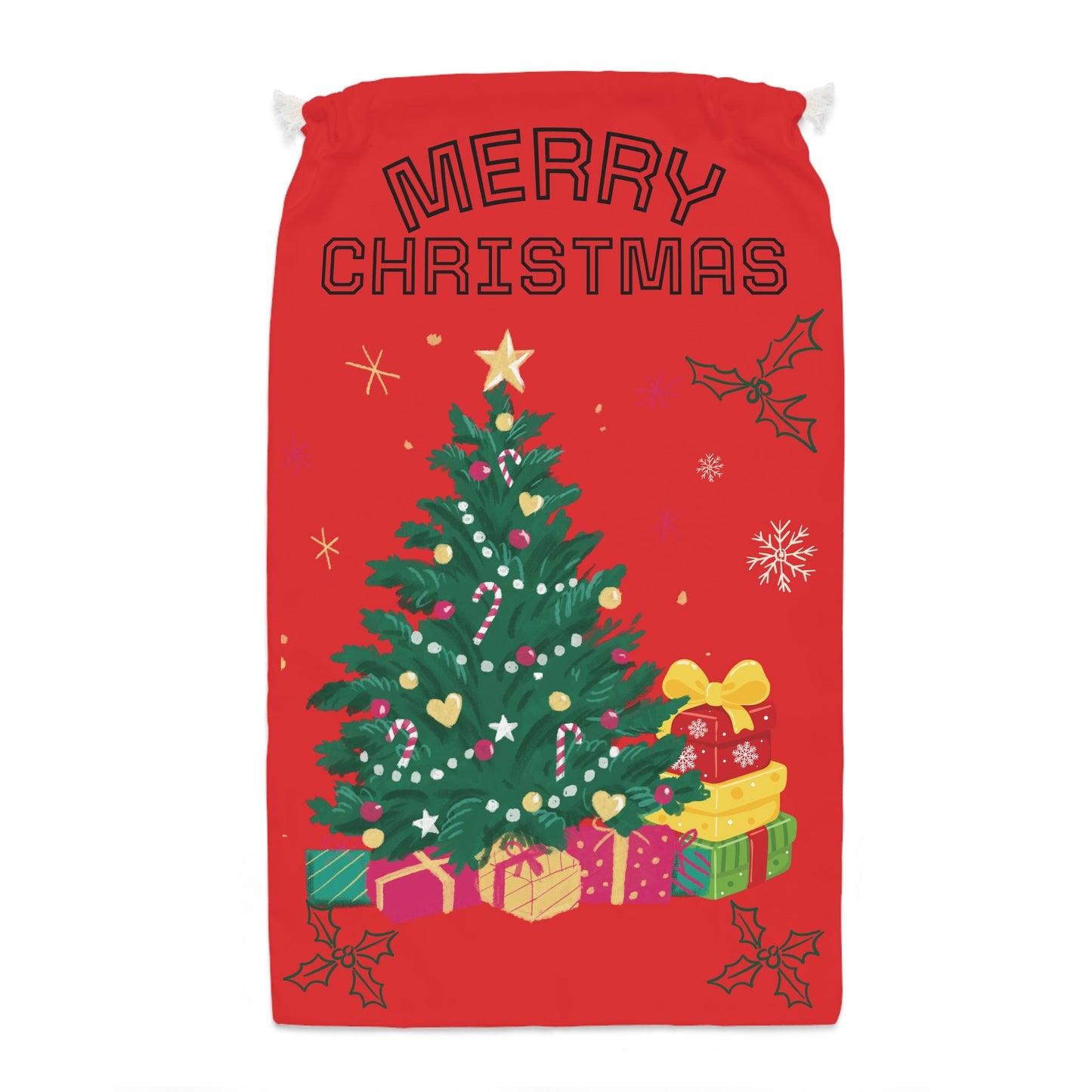 Christmas Gift Sack, Holiday Gift Bag, Merry Christmas Decor, Santa Sack, Christmas Storage, Festive Bag - SJM Print Store