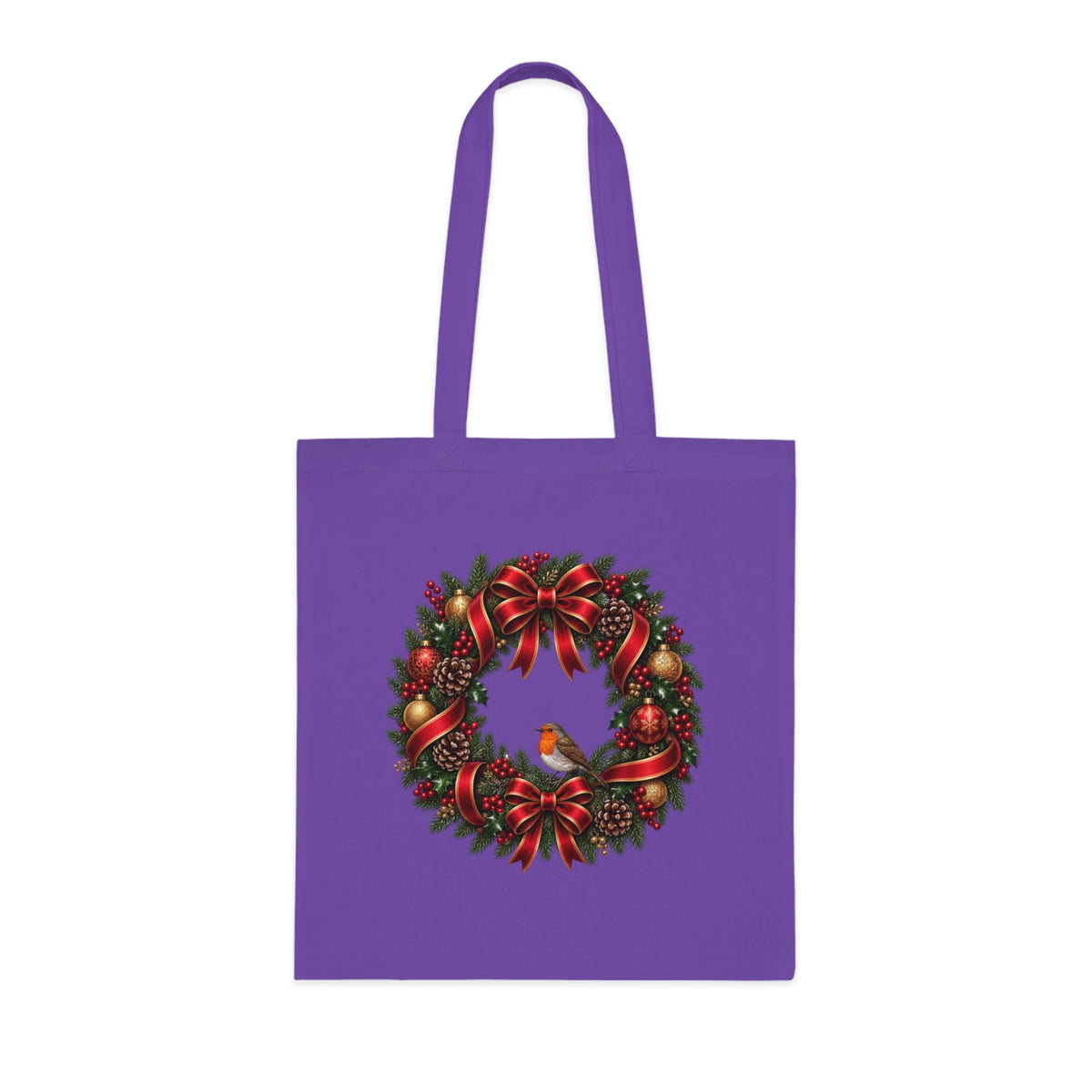 Christmas Wreath & Robin Cotton Tote Bag – Festive Christmas Bag - SJM Print Store