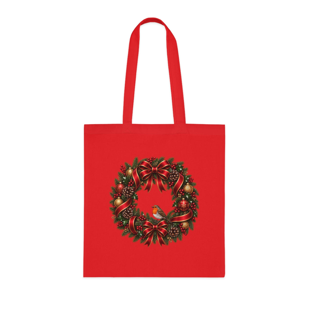 Christmas Wreath & Robin Cotton Tote Bag – Festive Christmas Bag - SJM Print Store