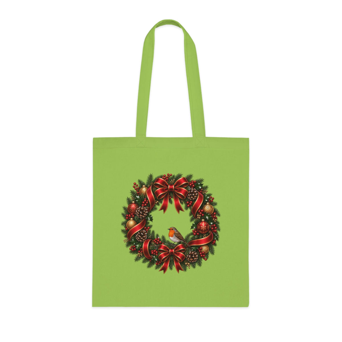 Christmas Wreath & Robin Cotton Tote Bag – Festive Christmas Bag - SJM Print Store