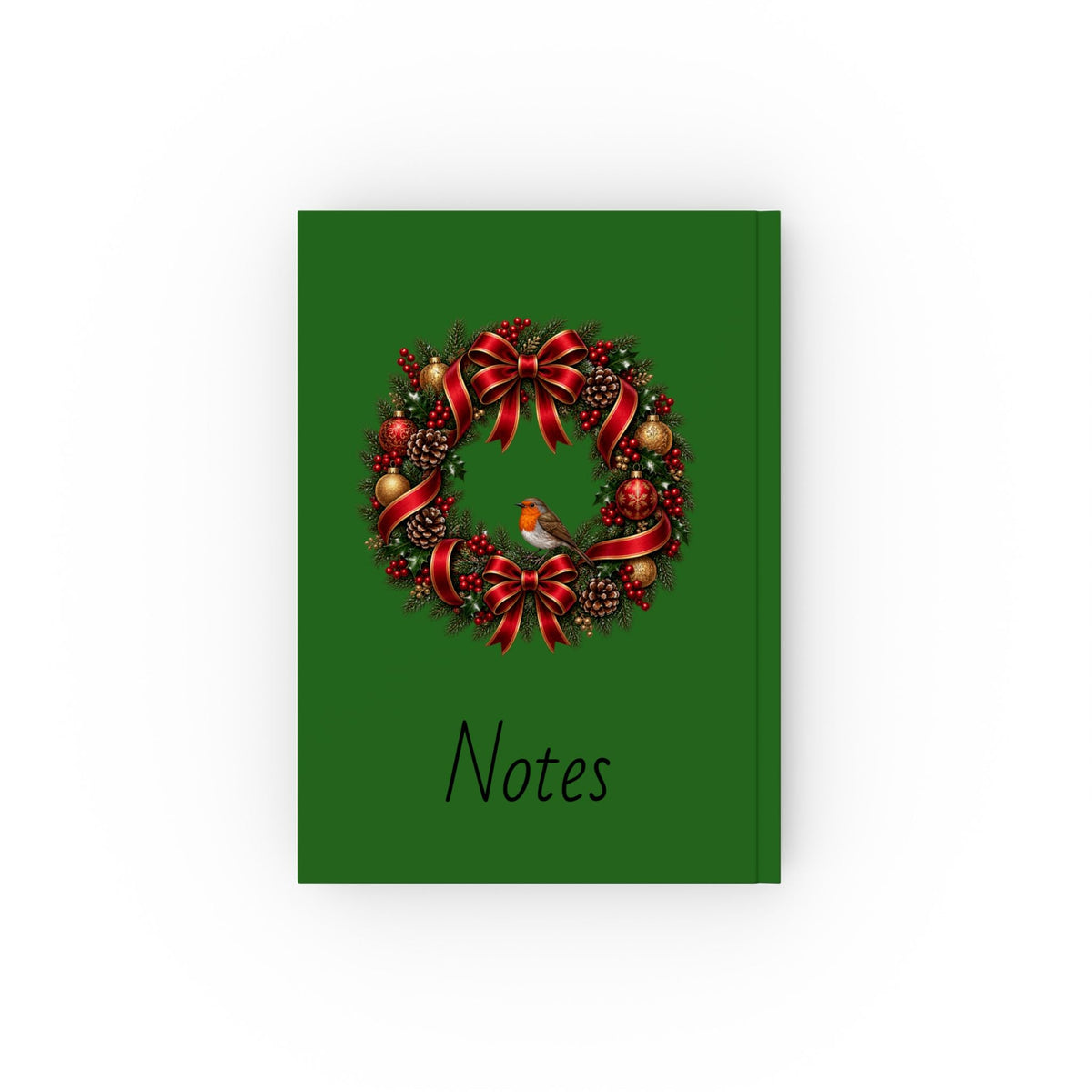 Christmas Wreath & Robin Notebook – Festive Hardback Journal - SJM Print Store