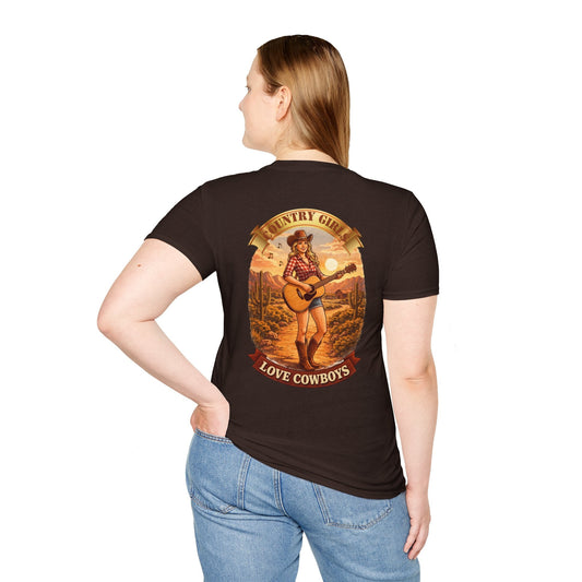 Country Girl Graphic T-Shirt Love Cowboys Vintage Western Tee - SJM Print Store