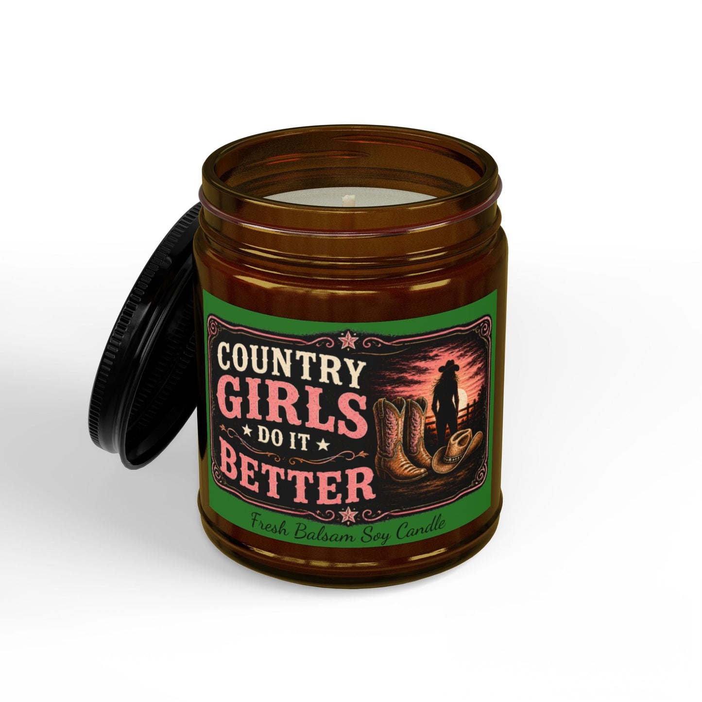 Country Girls Do It Better Fresh Balsam Scented Soy Candle - SJM Print Store