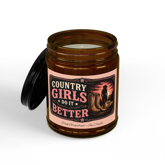 Country Girls Do It Better Pink Grapefruit Soy Candle - SJM Print Store