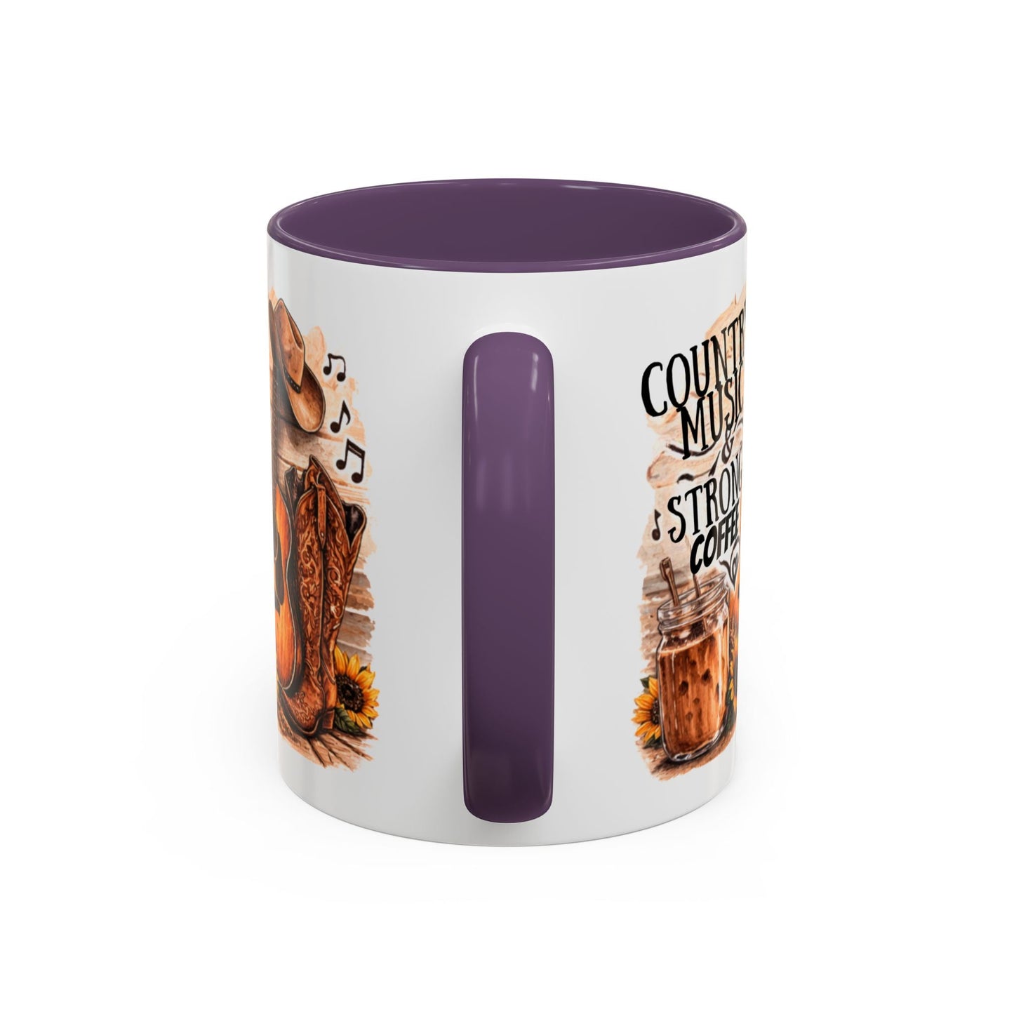 Country Music and Strong Coffee Accent Mug with slogan Thats My Vibe - SJM Print Store