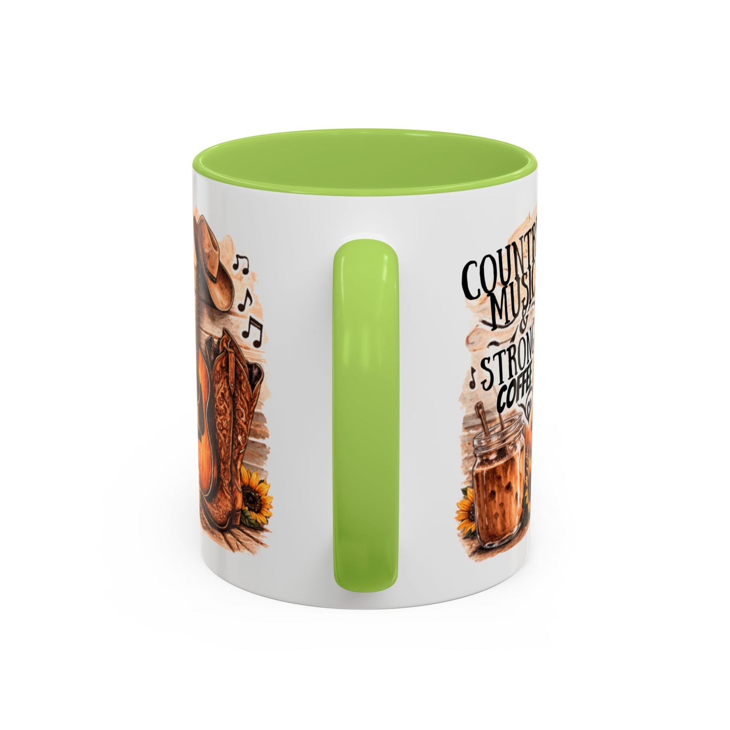 Country Music and Strong Coffee Accent Mug with slogan Thats My Vibe - SJM Print Store