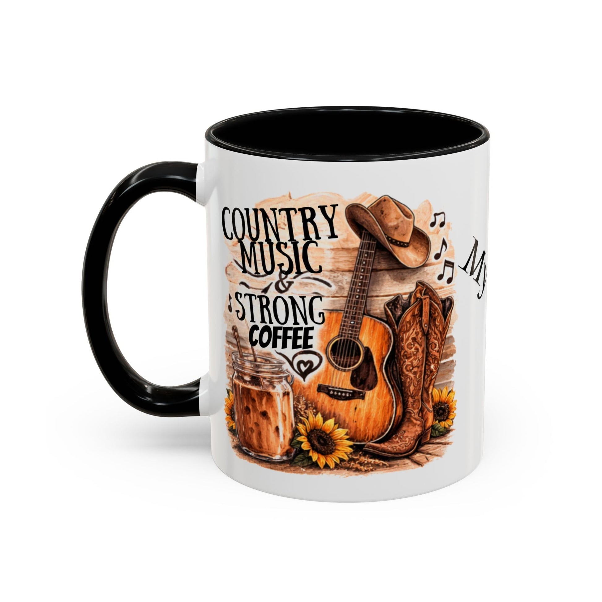 Country Music and Strong Coffee Accent Mug with slogan Thats My Vibe - SJM Print Store