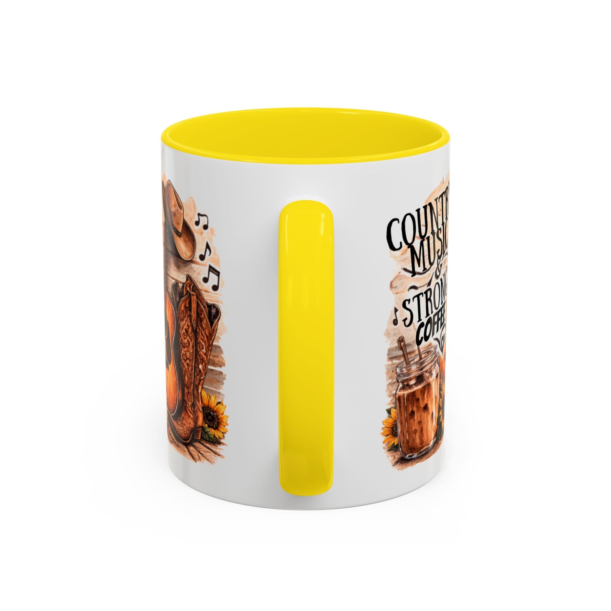 Country Music and Strong Coffee Accent Mug with slogan Thats My Vibe - SJM Print Store