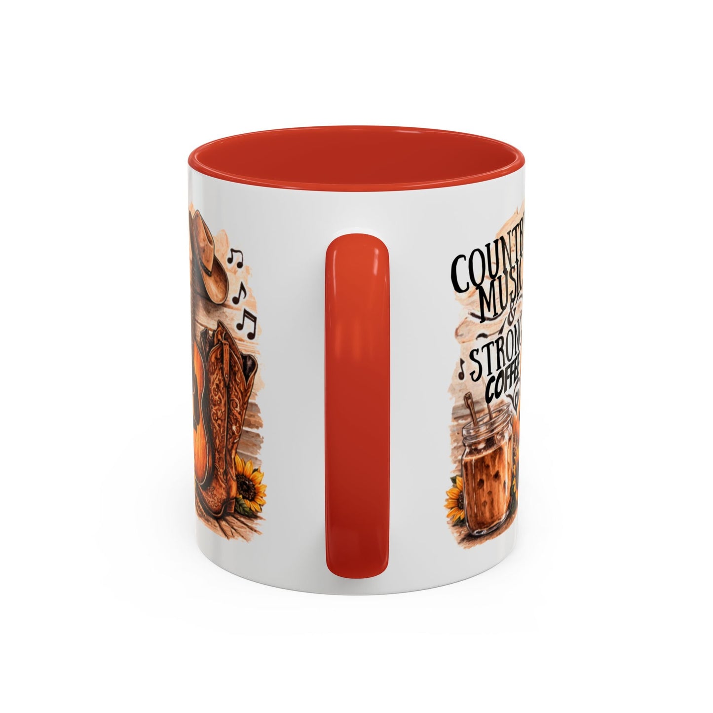 Country Music and Strong Coffee Accent Mug with slogan Thats My Vibe - SJM Print Store