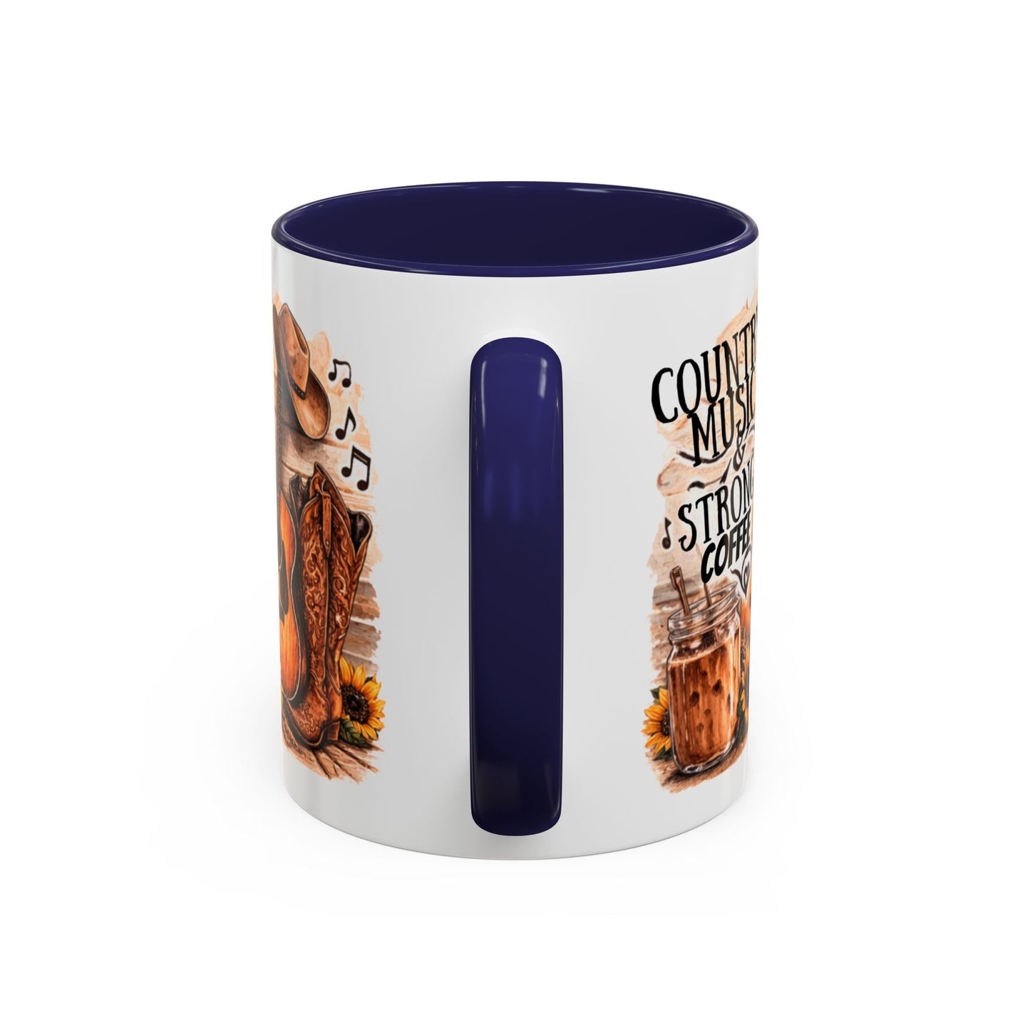 Country Music and Strong Coffee Accent Mug with slogan Thats My Vibe - SJM Print Store