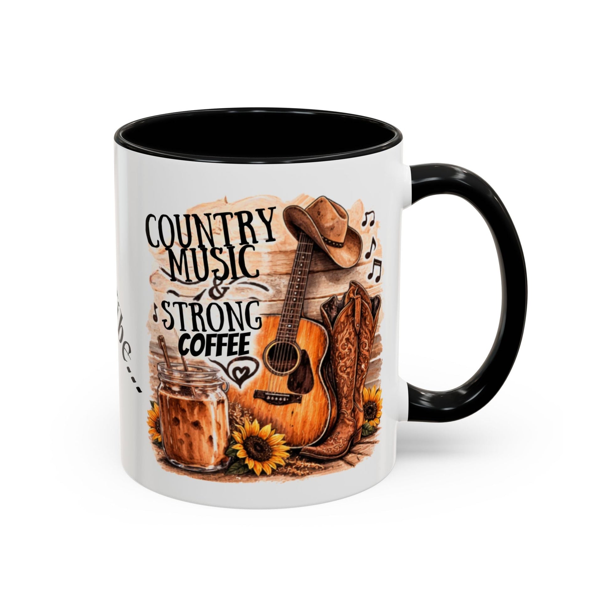 Country Music and Strong Coffee Accent Mug with slogan Thats My Vibe - SJM Print Store